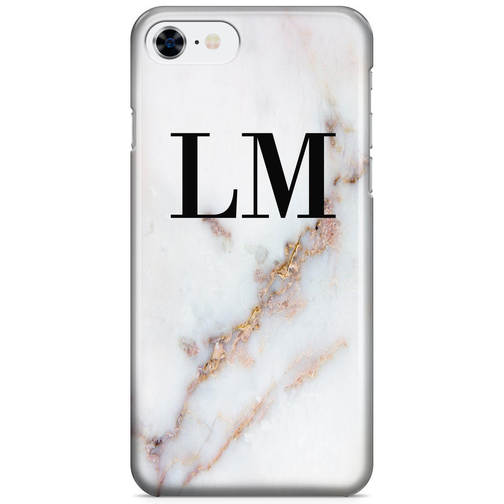 Personalised Gold Stained Marble Initials iPhone 7 Case