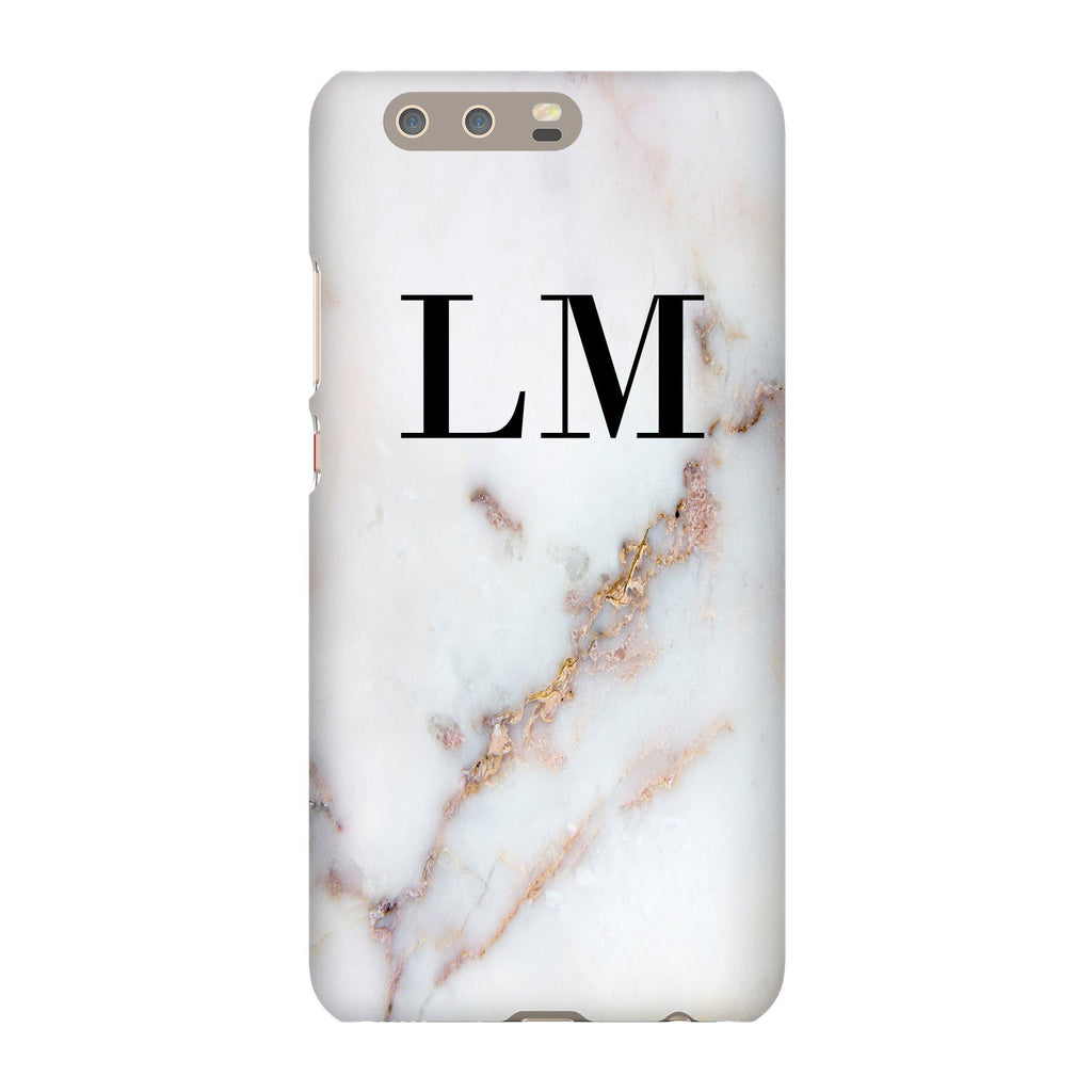 Personalised Gold Stained Marble Initials Huawei P10 Plus Case