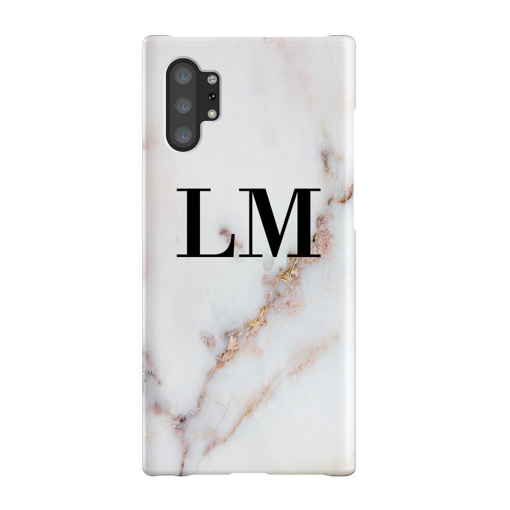 Personalised Gold Stained Marble Initials Samsung Galaxy Note 10+ Case