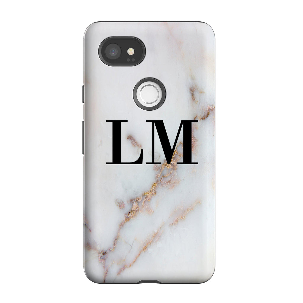 Personalised Gold Stain Marble Initials Google Pixel 2 XL Case