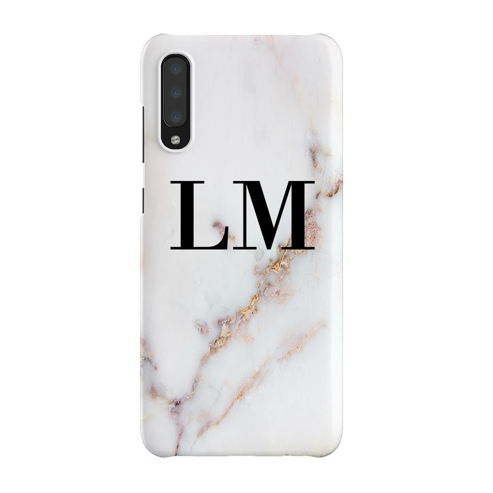 Personalised Gold Stained Marble Initials Samsung Galaxy A70 Case