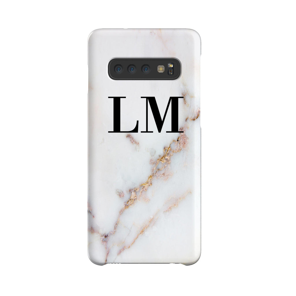 Personalised Gold Stained Marble Initials Samsung Galaxy S10 Case