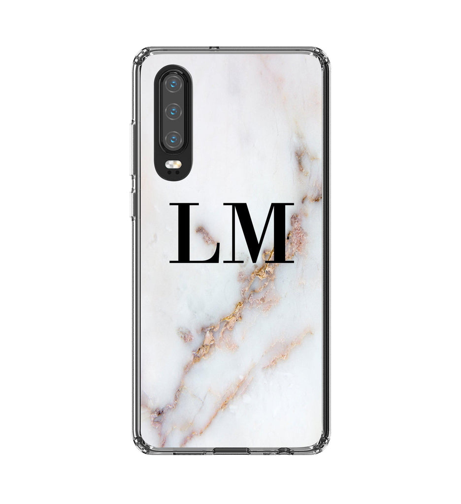Personalised Gold Stained Marble Initials Huawei P30 Case