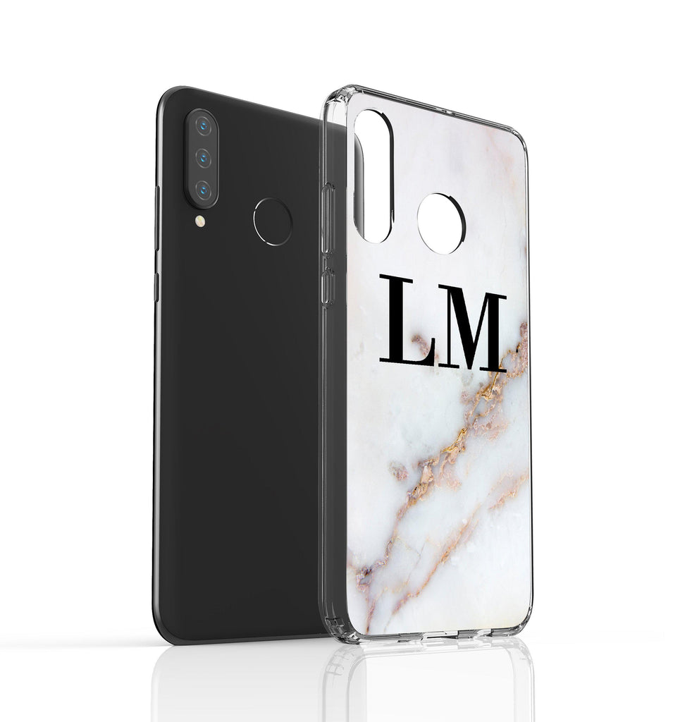 Personalised Gold Stained Marble Initials Huawei P30 Lite Case