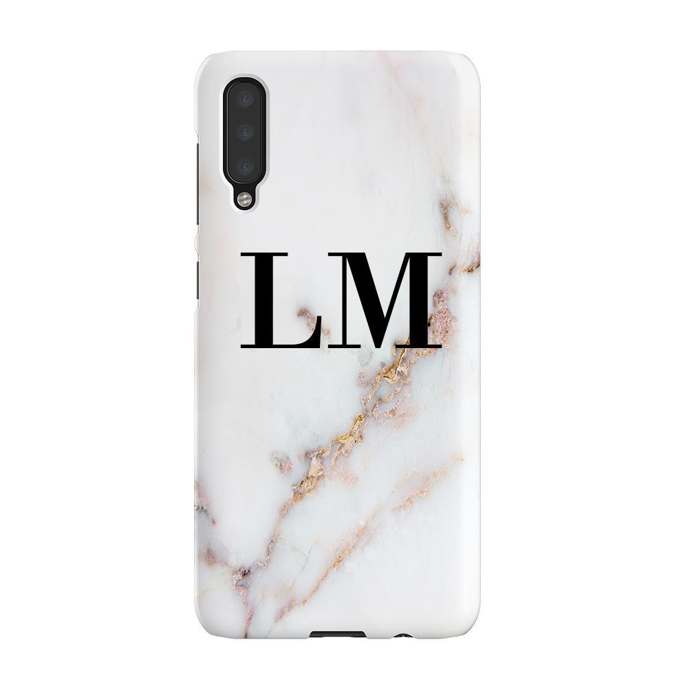 Personalised Gold Stained Marble Initials Samsung Galaxy A50 Case