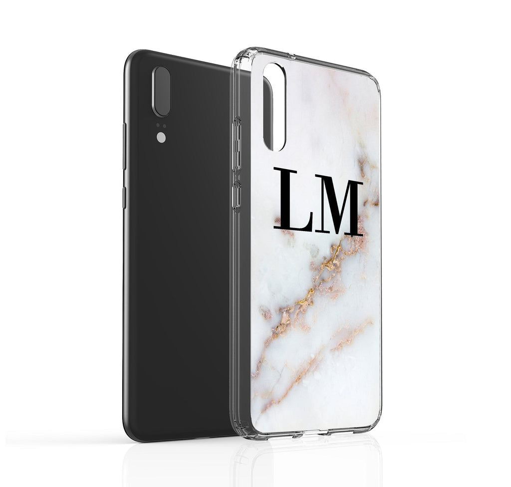 Personalised Gold Stained Marble Initials Huawei P20 Case