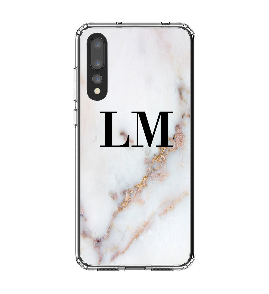 Personalised Gold Stained Marble Initials Huawei P20 Pro Case