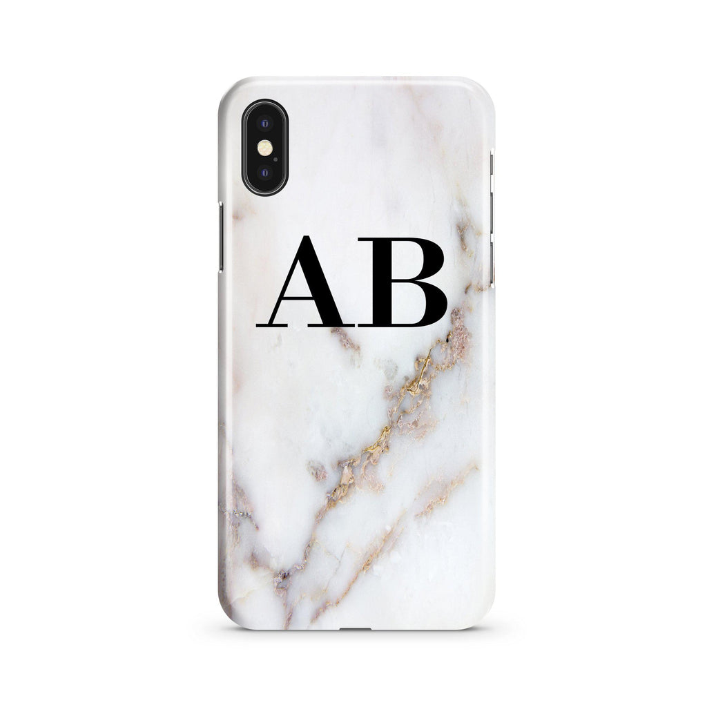 Personalised Gold Stained Marble Initials iPhone XS Max Case