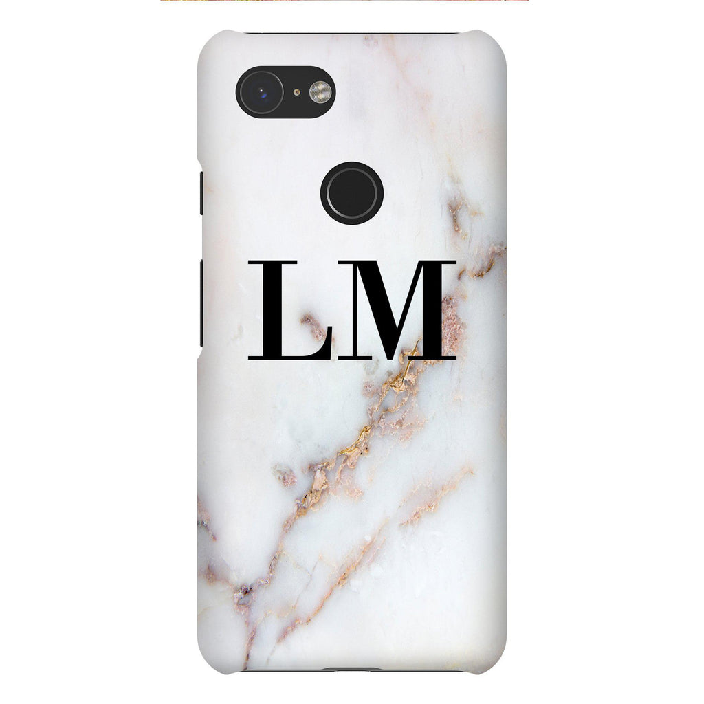 Personalised Gold Stained Marble Initials Google Pixel 3 Case
