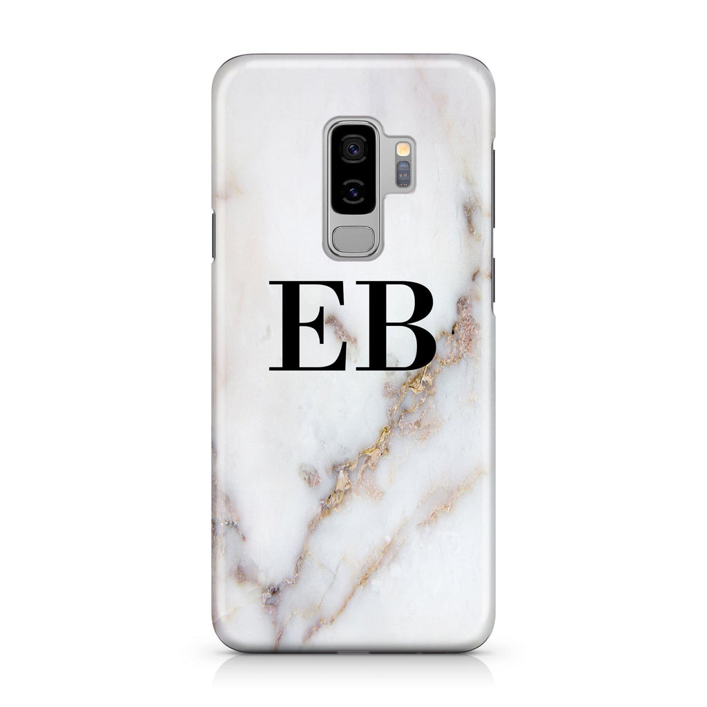 Personalised Gold Stained Marble Initials Samsung Galaxy S9 Plus Case
