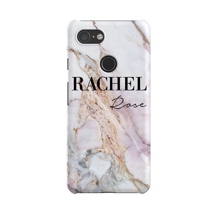 Personalised White Galaxy Marble Name Google Pixel 3 Case