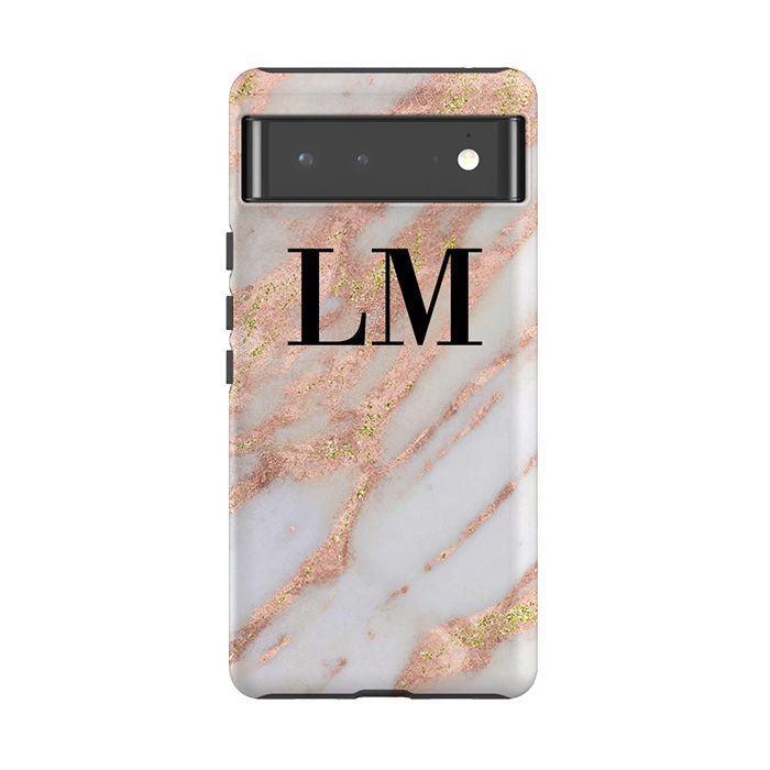 Personalised Aprilia Marble Initials Google Pixel 6 Case