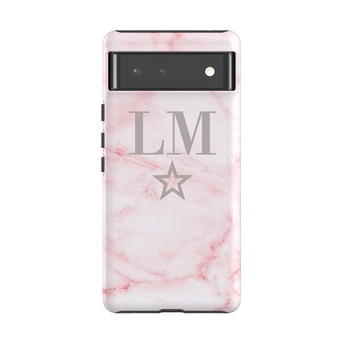Personalised Cotton Candy Star Marble Initials Google Pixel 6 Case