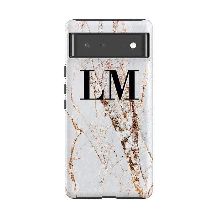 Personalised Cracked Marble Initials Google Pixel 6 Pro Case