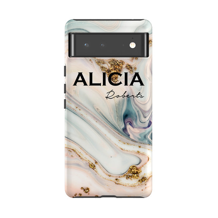 Personalised Fantasia Marble Name Google Pixel 6 Pro Case