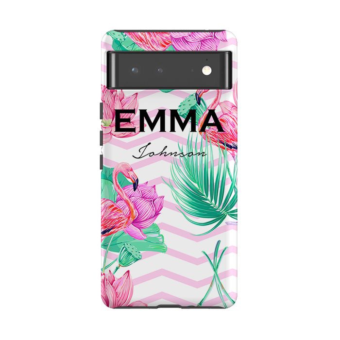 Personalised Flamingo Name Google Pixel 6 Case