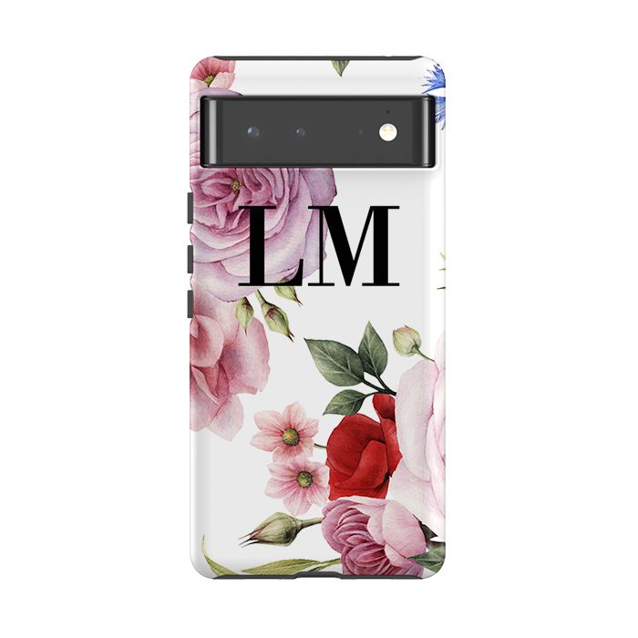 Personalised Floral Blossom Initials Google Pixel 6 Case