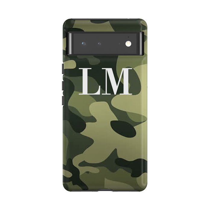 Personalised Green Camouflage Initials Google Pixel 7 Case