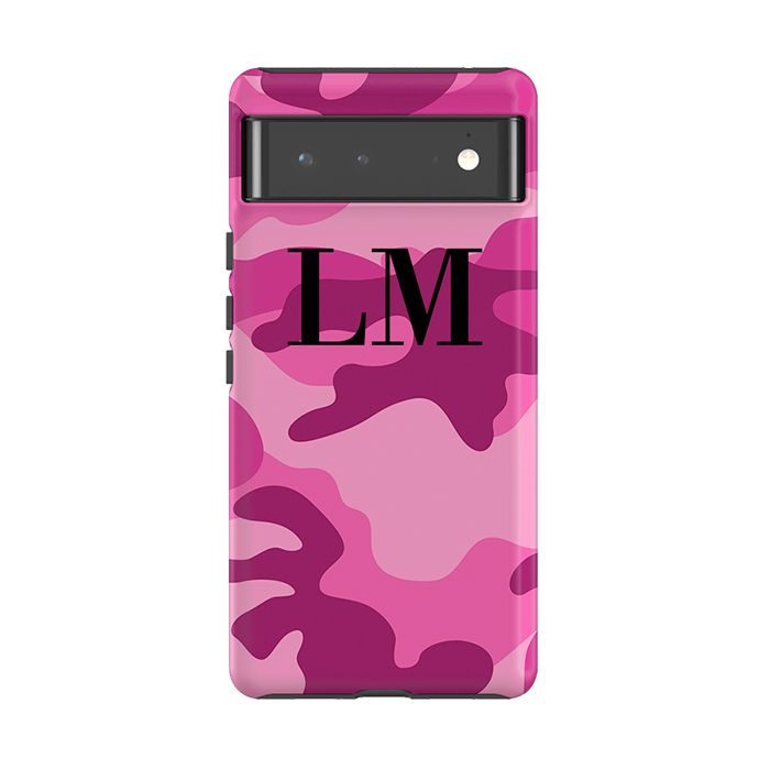 Personalised Hot Pink Camouflage Initials Google Pixel 6 Case
