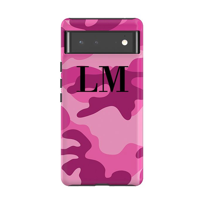 Personalised Hot Pink Camouflage Initials Google Pixel 6 Pro Case