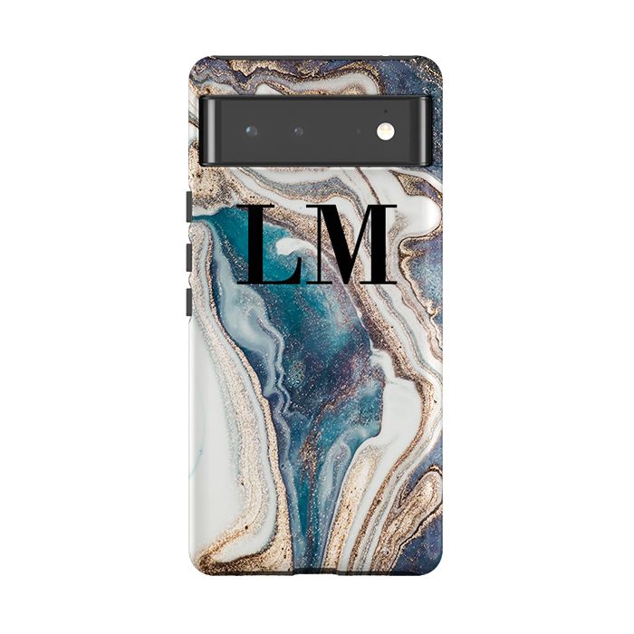 Personalised Luxe Marble Initials Google Pixel 6 Case