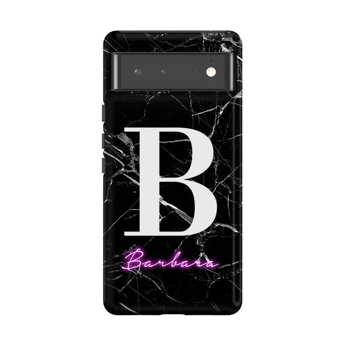 Personalised Neon Initial Name Google Pixel 6 Pro Case