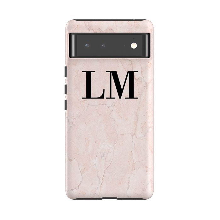 Personalised Pink Marble Initials Google Pixel 6 Case