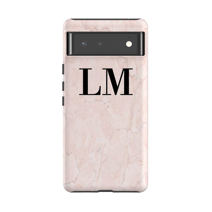 Personalised Pink Marble Initials Google Pixel 6 Pro Case