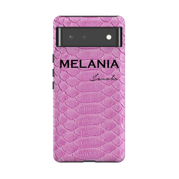 Personalised Pink Snake Skin Name Google Pixel 8 Pro Case