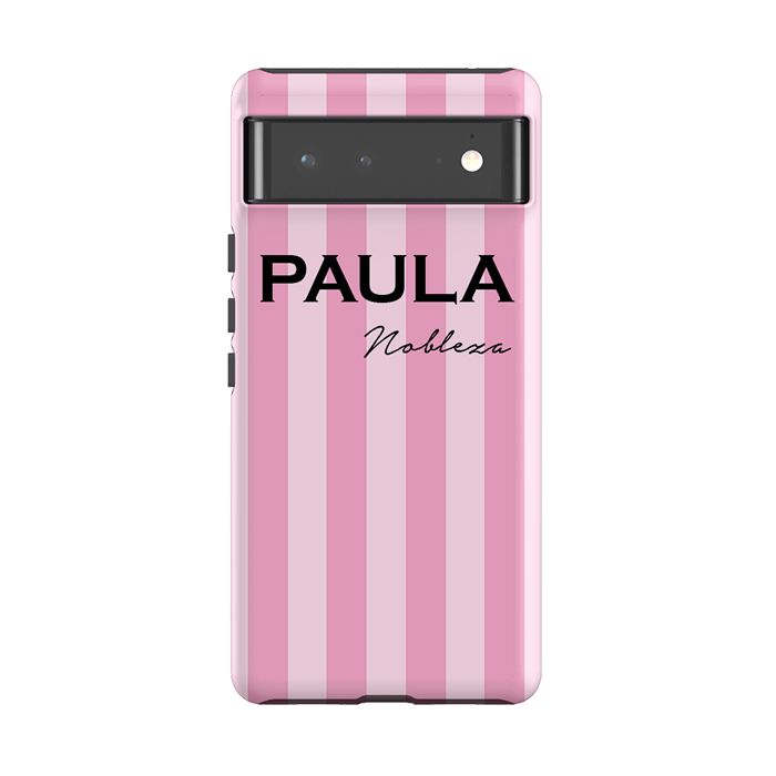 Personalised Pink Stripe Google Pixel 6 Case
