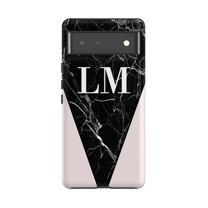 Personalised Pink x Black Marble Contrast Google Pixel 6 Pro Case