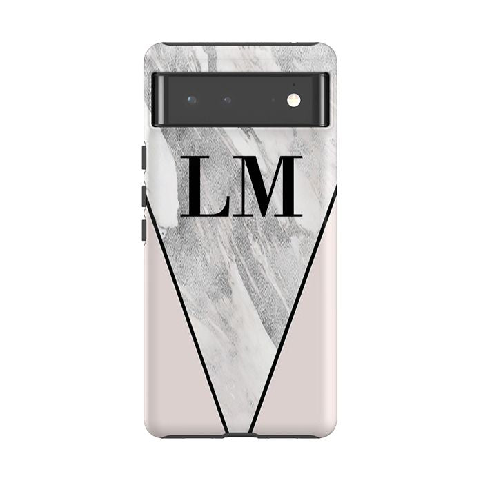 Personalised Pink x Castello Marble Contrast Google Pixel 6 Case