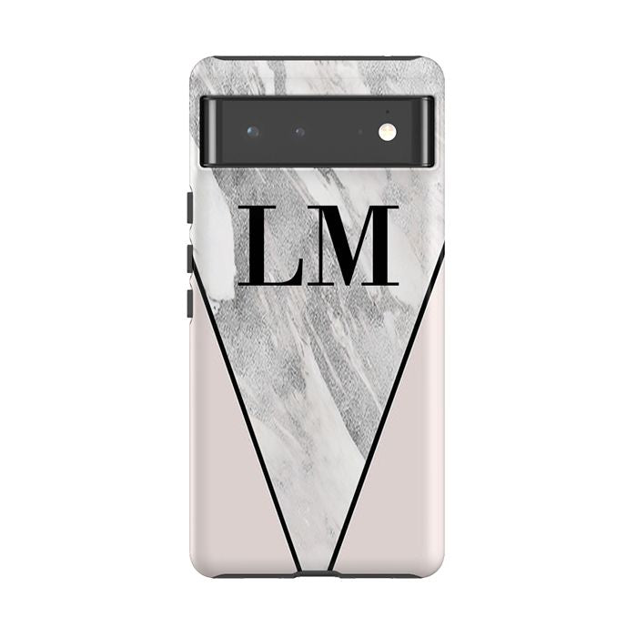 Personalised Pink x Castello Marble Contrast Google Pixel 6 Pro Case