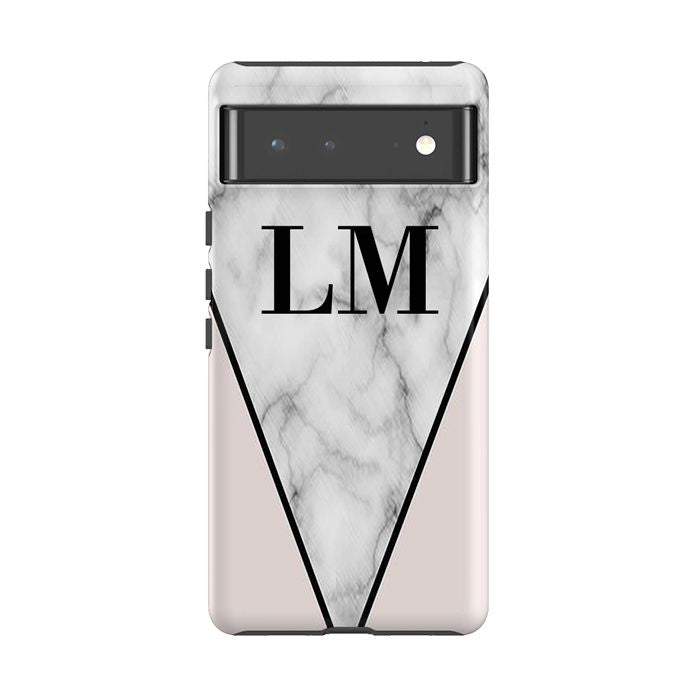 Personalised Pink x Grey Marble Google Pixel 6 Case
