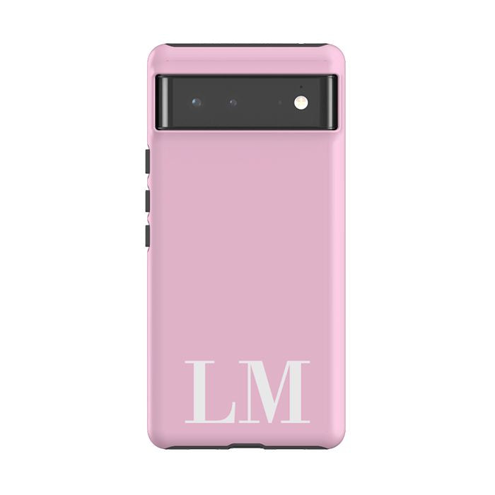 Personalised Pink x White Initials Google Pixel 6 Pro Case