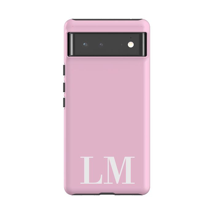 Personalised Pink x White Initials Google Pixel 6 Case