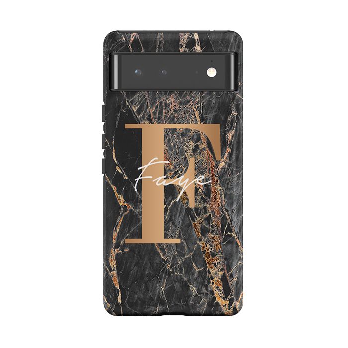 Personalised Slate Marble Bronze Initial Google Pixel 6 Case