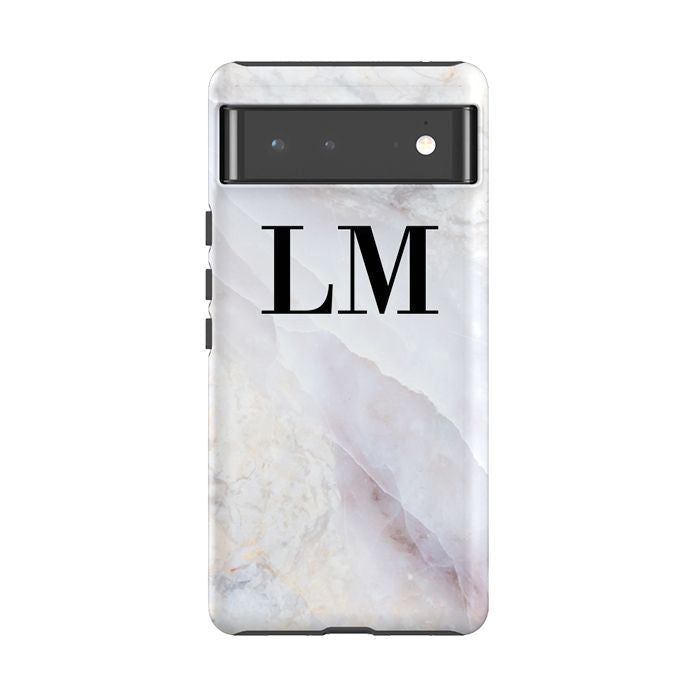 Personalised Stone Marble Initials Google Pixel 6 Pro Case