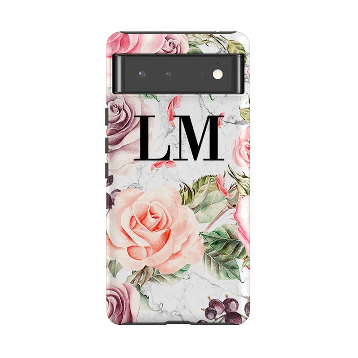 Personalised Watercolor Floral Initials Google Pixel 6 Pro Case