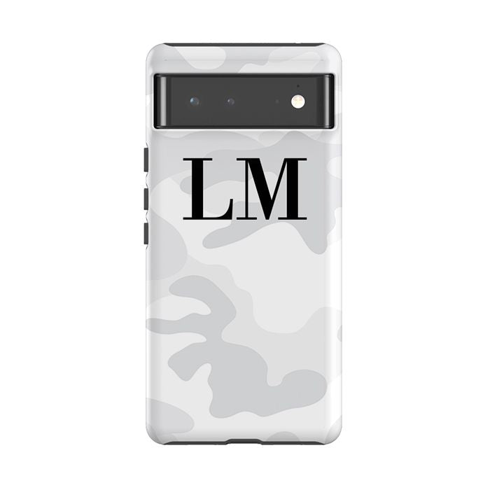 Personalised White Camouflage Initials Google Pixel 6 Case