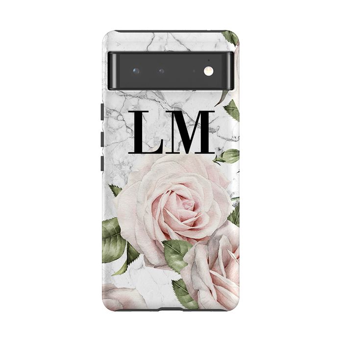 Personalised White Floral Rose Initials Google Pixel 8 Case