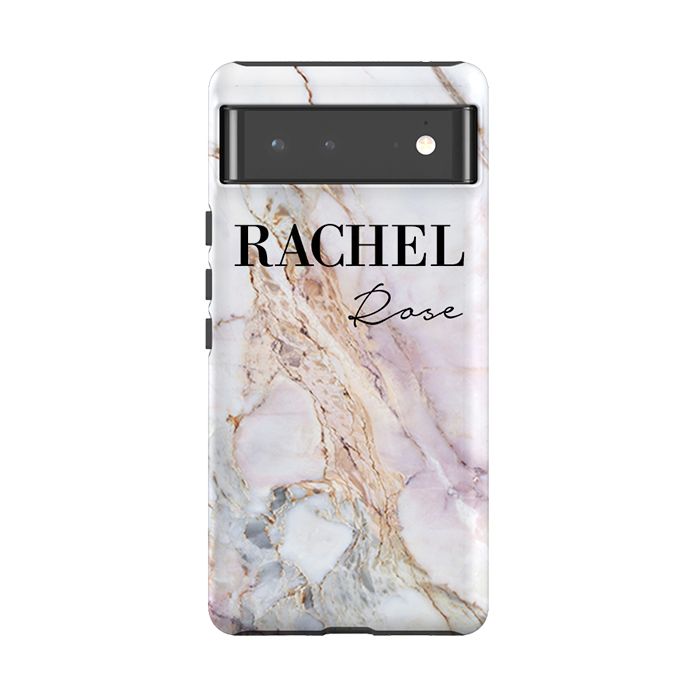 Personalised White Galaxy Marble Name Google Pixel 6 Pro Case