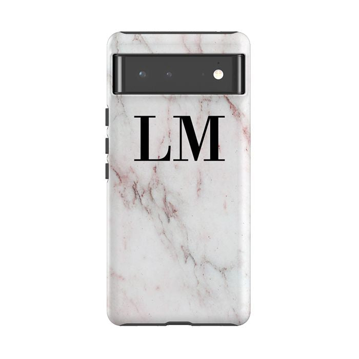 Personalised White Rosa Marble Initials Google Pixel 6 Case