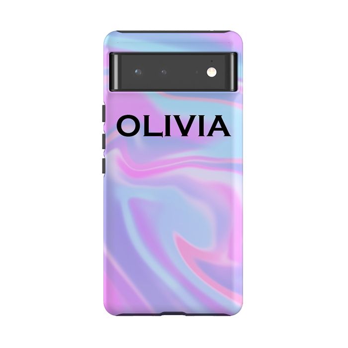 Personalised Luxe Blue Name Google Pixel 6 Pro Case