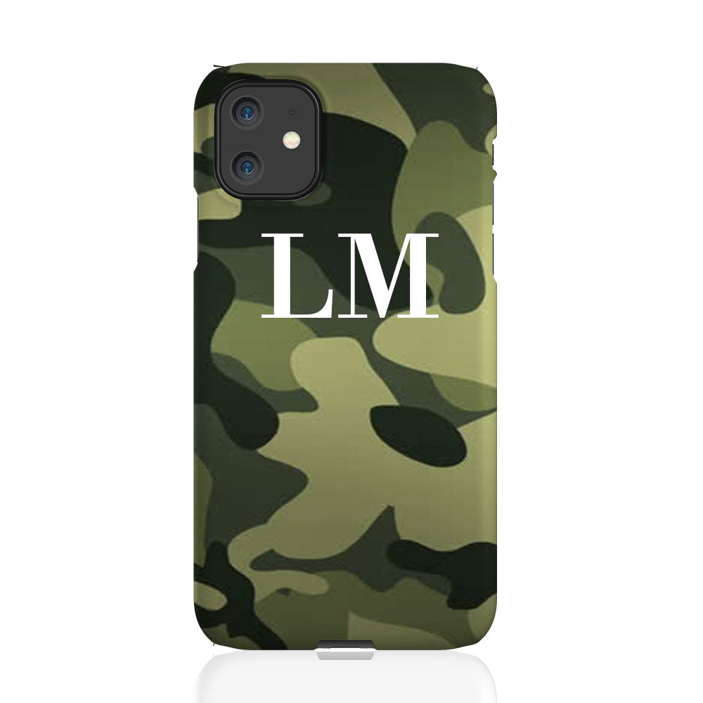 Personalised Green Camouflage Initials iPhone 11 Case