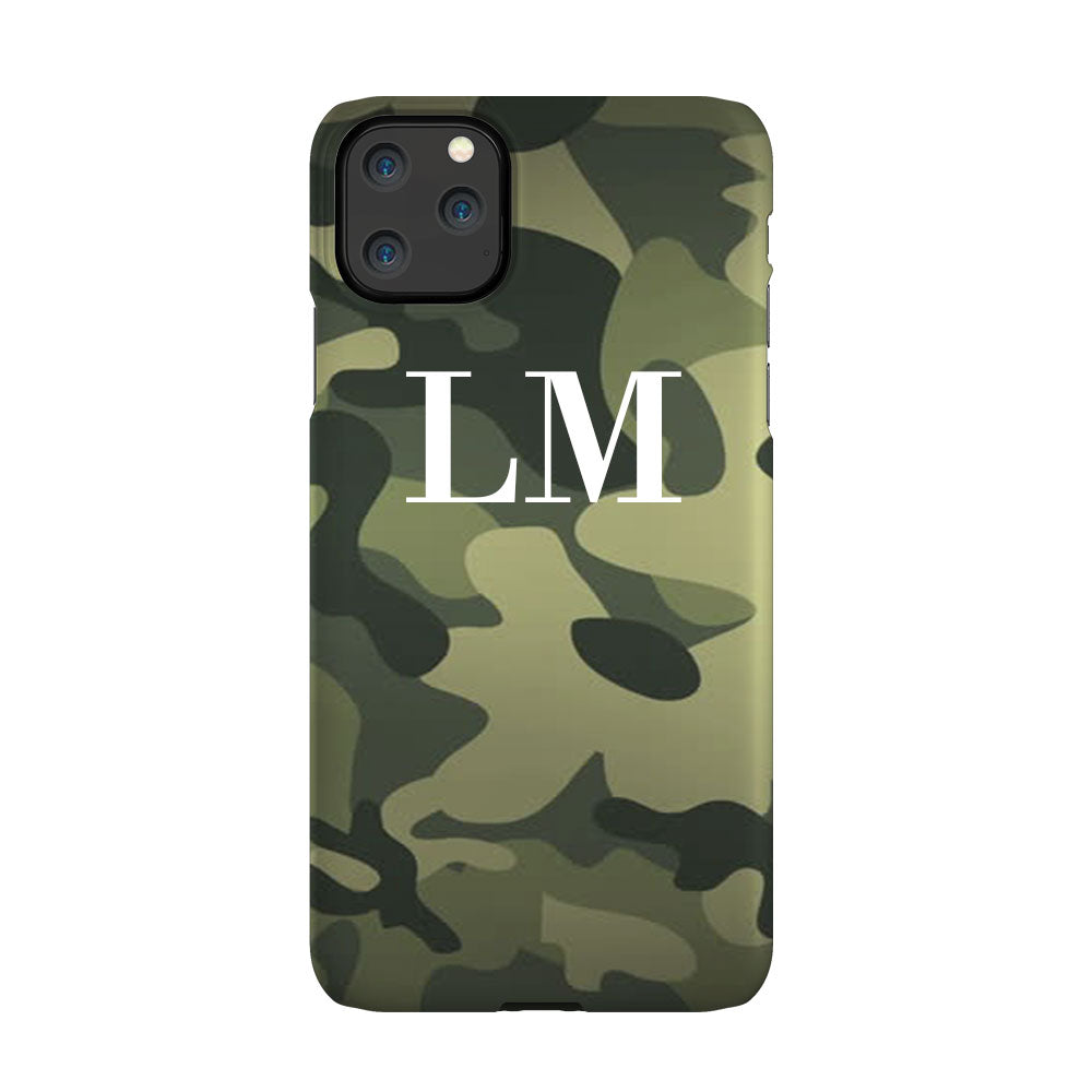 Personalised Green Camouflage Initials iPhone 11 Pro Max Case