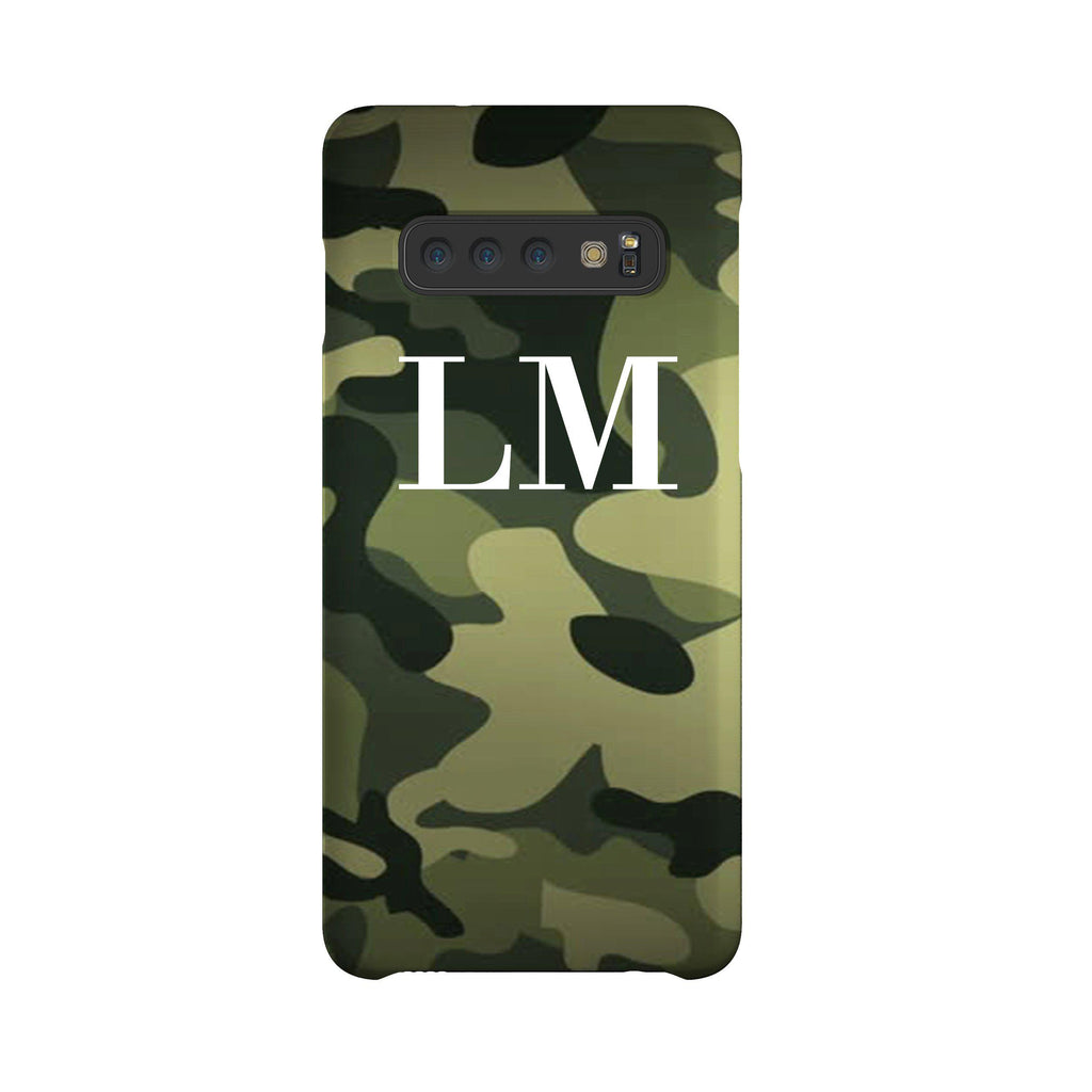 Personalised Green Camouflage Initials Samsung Galaxy S10 Plus Case
