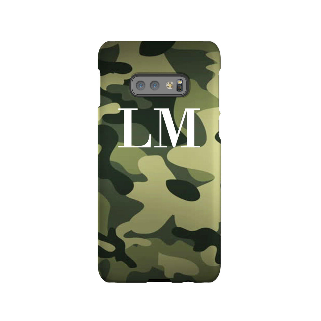 Personalised Green Camouflage Initials Samsung Galaxy S10e Case