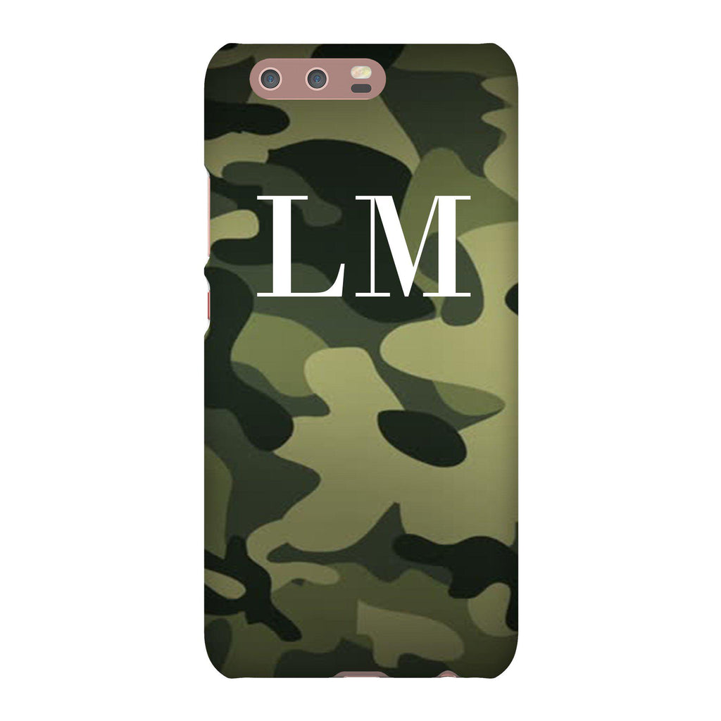 Personalised Green Camouflage Initials Huawei P10 Case
