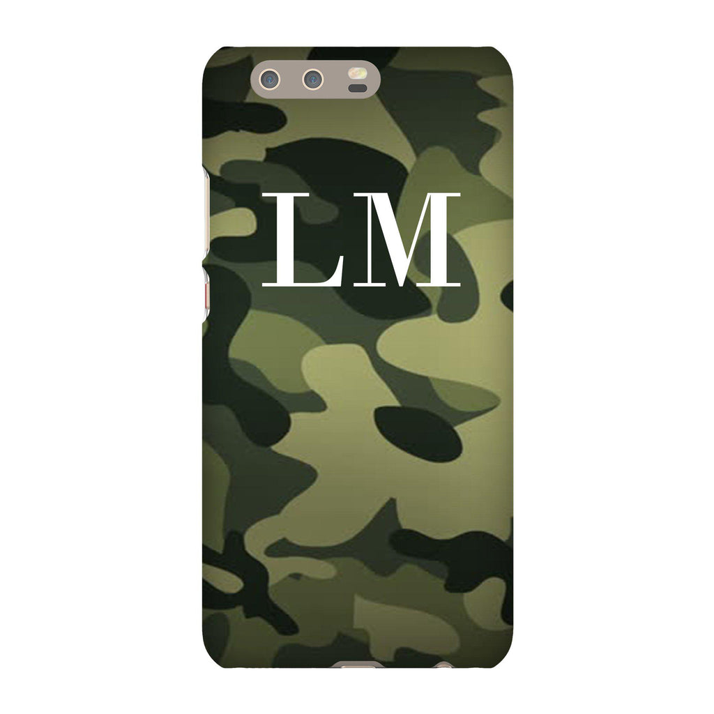 Personalised Green Camouflage Initials Huawei P10 Plus Case